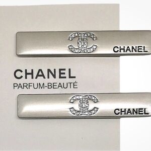 CHANEL Metallic Silver Hair Accessories. New with box.